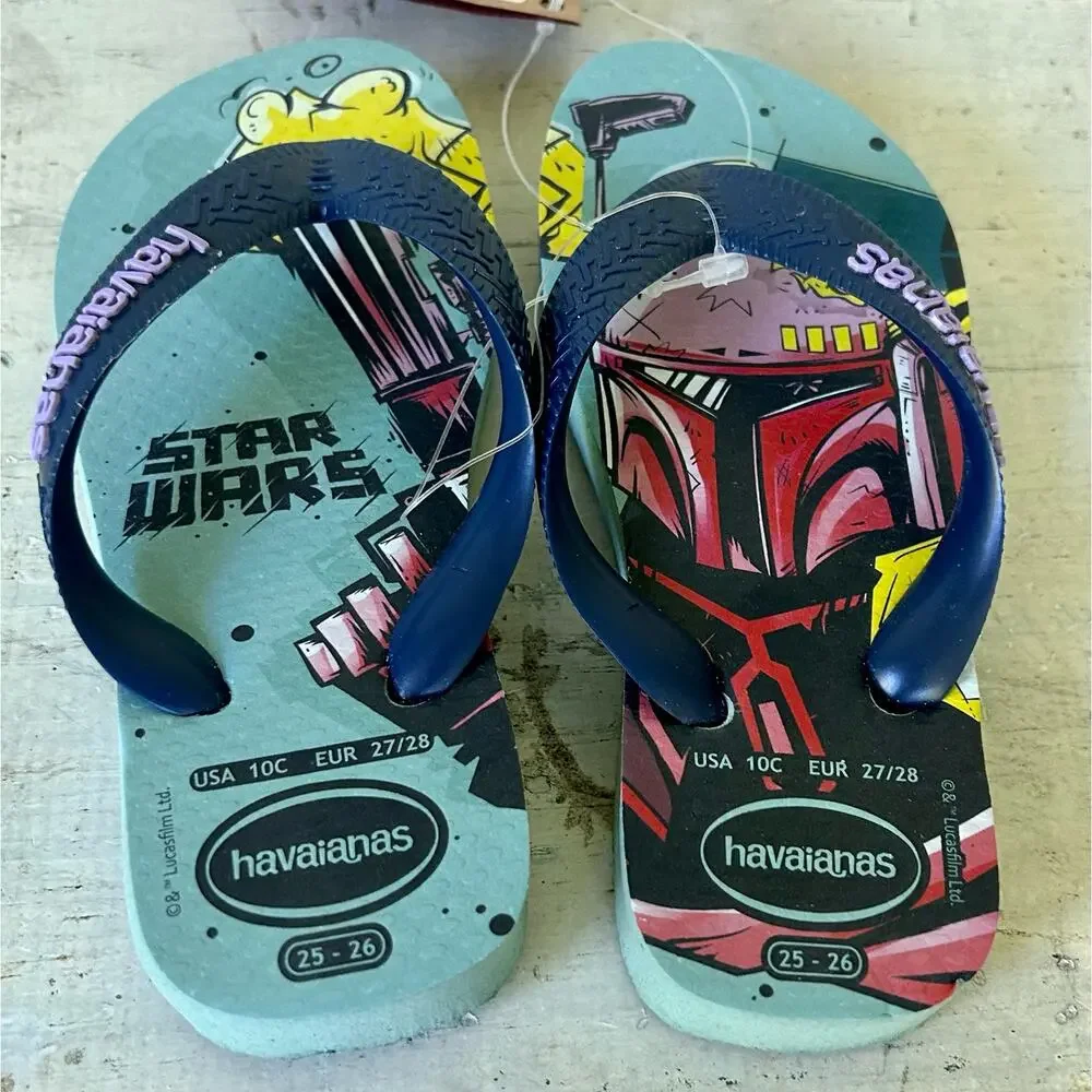 NWT Children’s kids Havaianas Star Wars flip flops sandals size 10 C